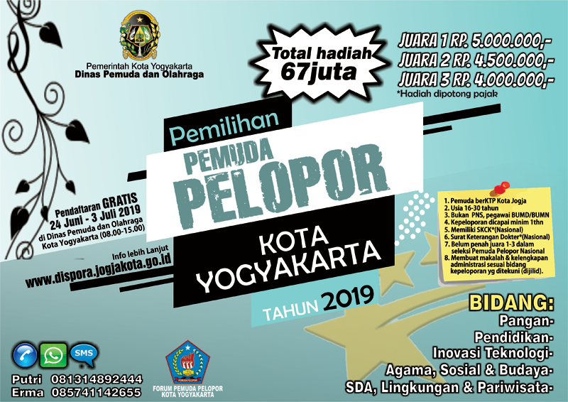 DISPORA Kota Yogyakarta menyelenggarakan pemilihan  Pemuda Pelopor Tingkat Kota Yogyakarta Tahun 2019.