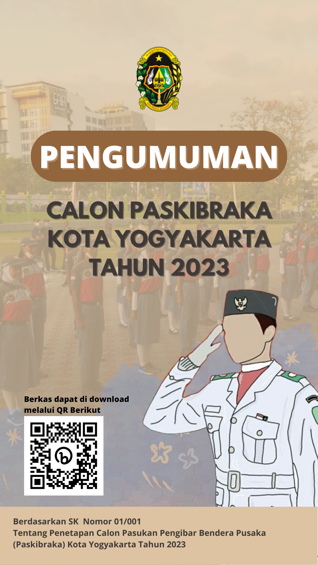 Pengumuman Seleksi Calon PASKIBRAKA Kota Yogyakarta Tahun 2023